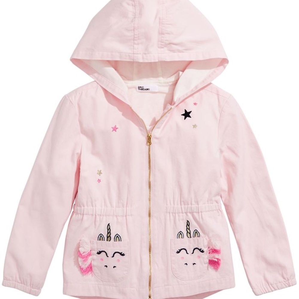 Unicorn Zip Up Hooded Lightweight Jacket size 2T